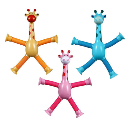 Pack of 4 Telescopic Giraffes with Suction Cups and Lights