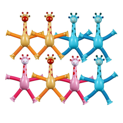 Pack of 4 Telescopic Giraffes with Suction Cups and Lights