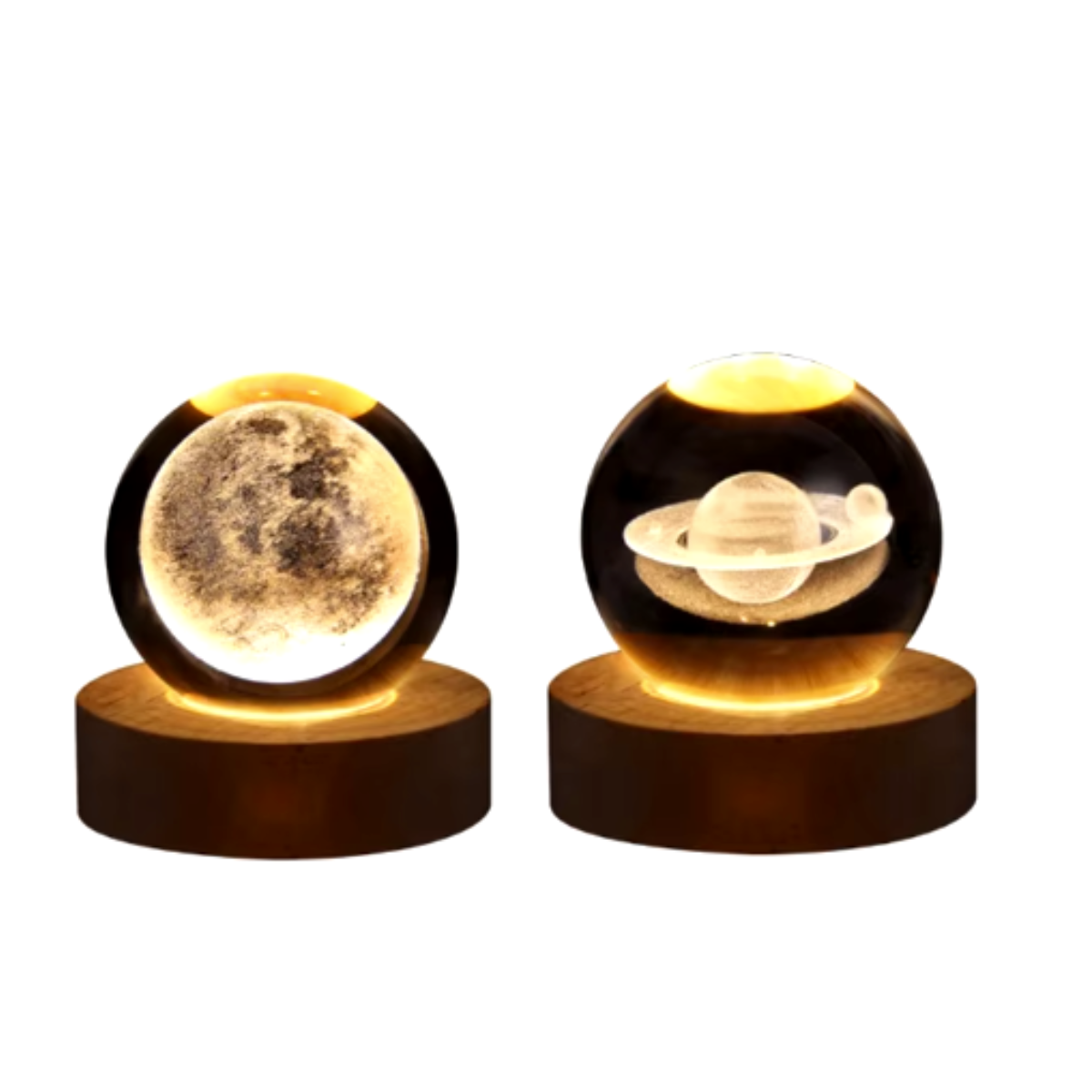 Moonlight® - 3D Crystal Sphere Lamp - Moon and Saturn + FREE LED LANTERN 