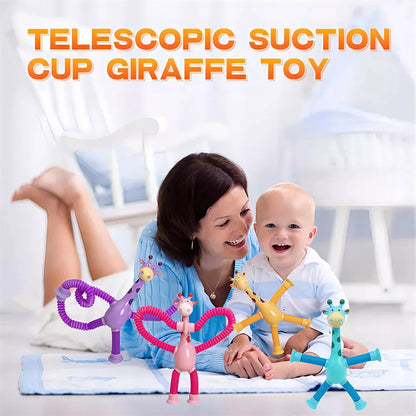 Pack of 4 Telescopic Giraffes with Suction Cups and Lights