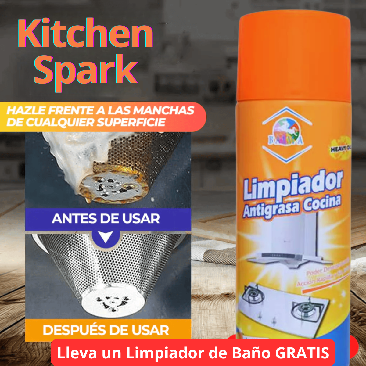 KitchenSpark - Pack Spray Limpiador + Limpiador de Baño