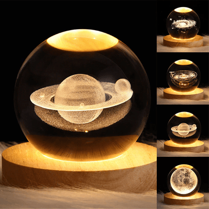 Moonlight® - 3D Crystal Sphere Lamp - Moon and Saturn + FREE LED LANTERN 