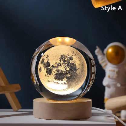 Moonlight® - 3D Crystal Sphere Lamp - Moon and Saturn + FREE LED LANTERN 